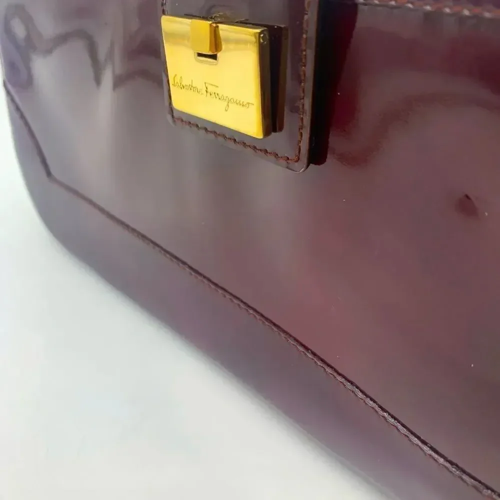 Auth Preloved Small Ferragamo Patent Leather Shoulder Bag. Very good condition!